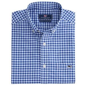 Vineyard Vines Classic Fit Tucker Shirt Blue and White Checkered Dress Shirt